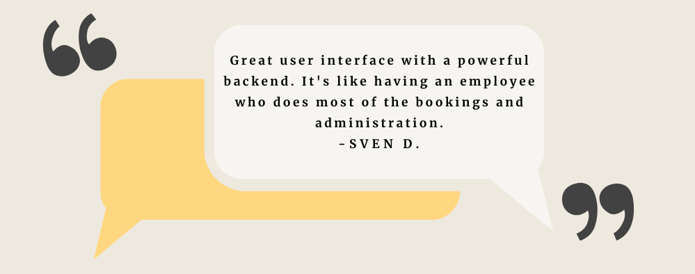 A graphic showing a Bookinglayer client quote.